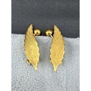 Vintage Gold Filled Earrings Clip Ons Leaf Signed